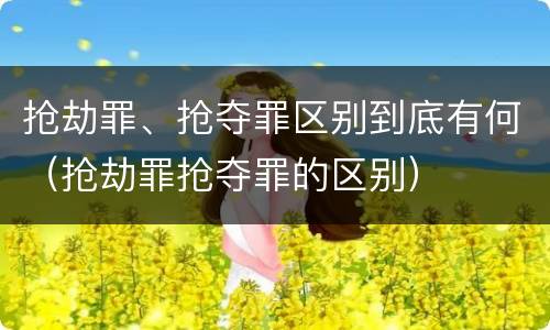 抢劫罪、抢夺罪区别到底有何（抢劫罪抢夺罪的区别）