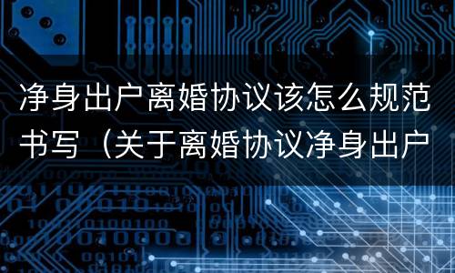 净身出户离婚协议该怎么规范书写（关于离婚协议净身出户怎么写呢）