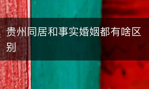贵州同居和事实婚姻都有啥区别
