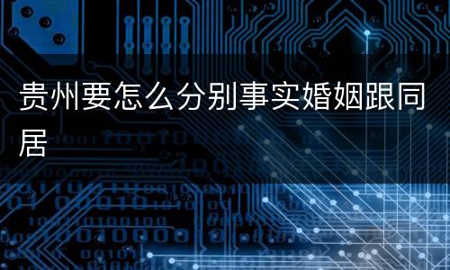 贵州要怎么分别事实婚姻跟同居