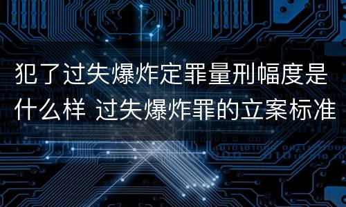 犯了过失爆炸定罪量刑幅度是什么样 过失爆炸罪的立案标准