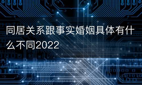 同居关系跟事实婚姻具体有什么不同2022