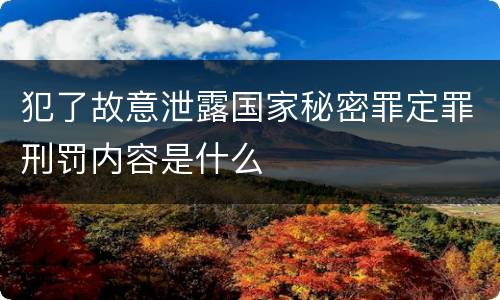 犯了故意泄露国家秘密罪定罪刑罚内容是什么