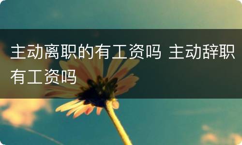 主动离职的有工资吗 主动辞职有工资吗