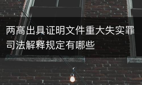 两高出具证明文件重大失实罪司法解释规定有哪些