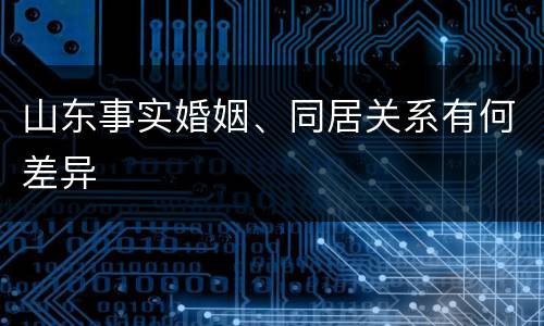 山东事实婚姻、同居关系有何差异