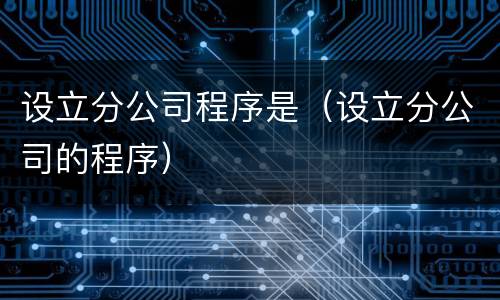 设立分公司程序是（设立分公司的程序）