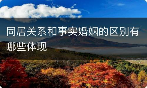同居关系和事实婚姻的区别有哪些体现