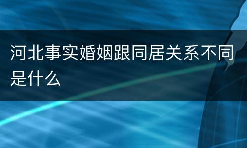 河北事实婚姻跟同居关系不同是什么