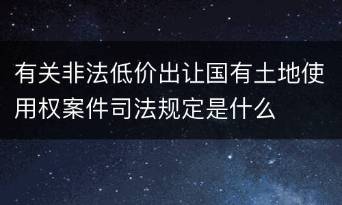 有关非法低价出让国有土地使用权案件司法规定是什么