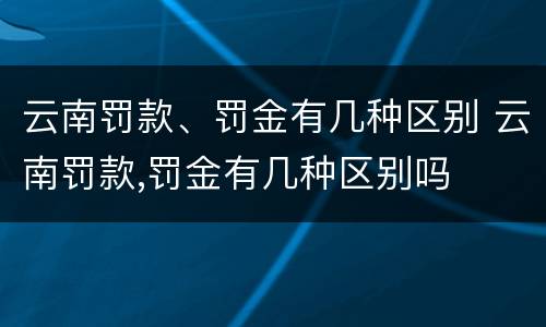 云南罚款、罚金有几种区别 云南罚款,罚金有几种区别吗