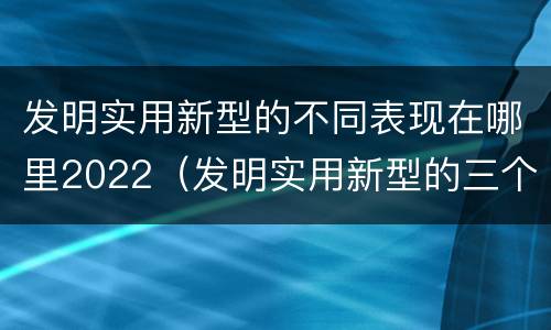 发明实用新型的不同表现在哪里2022（发明实用新型的三个特点）