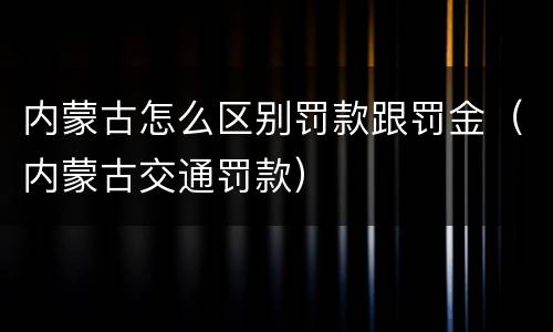 内蒙古怎么区别罚款跟罚金（内蒙古交通罚款）
