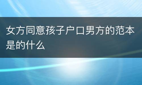 女方同意孩子户口男方的范本是的什么