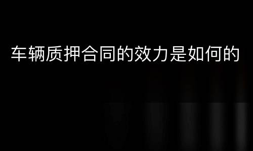 车辆质押合同的效力是如何的