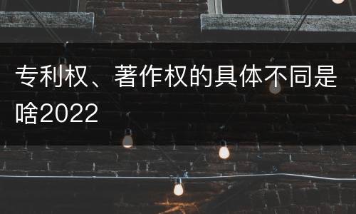 专利权、著作权的具体不同是啥2022