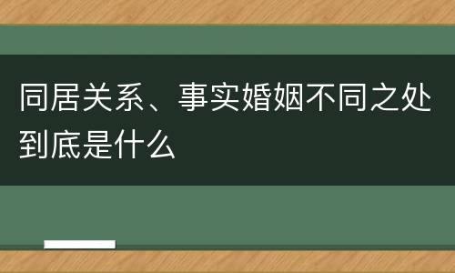 同居关系、事实婚姻不同之处到底是什么