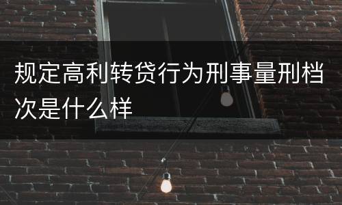 规定高利转贷行为刑事量刑档次是什么样