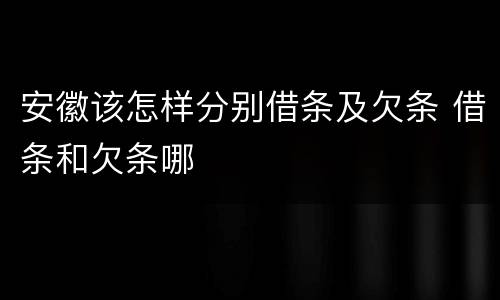 安徽该怎样分别借条及欠条 借条和欠条哪