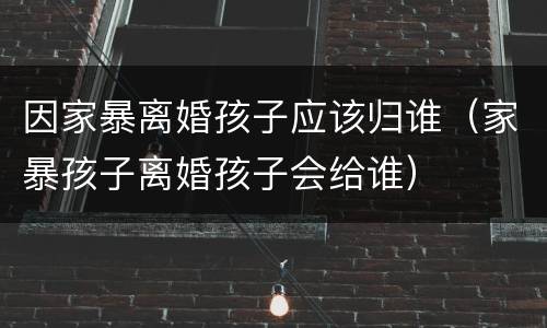 因家暴离婚孩子应该归谁（家暴孩子离婚孩子会给谁）
