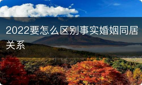 2022要怎么区别事实婚姻同居关系