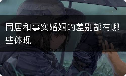 同居和事实婚姻的差别都有哪些体现