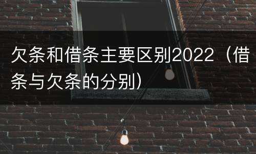 欠条和借条主要区别2022（借条与欠条的分别）