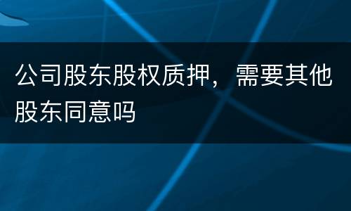 公司股东股权质押，需要其他股东同意吗