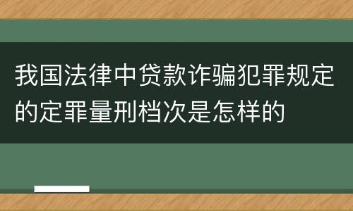 我国法律中贷款诈骗犯罪规定的定罪量刑档次是怎样的