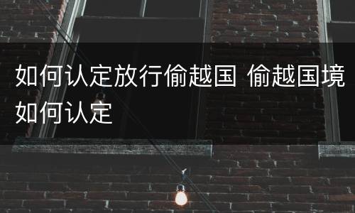 如何认定放行偷越国 偷越国境如何认定
