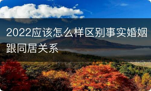 2022应该怎么样区别事实婚姻跟同居关系