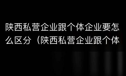 陕西私营企业跟个体企业要怎么区分（陕西私营企业跟个体企业要怎么区分呢）