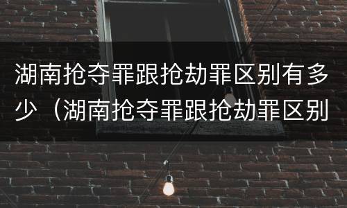 湖南抢夺罪跟抢劫罪区别有多少（湖南抢夺罪跟抢劫罪区别有多少人）