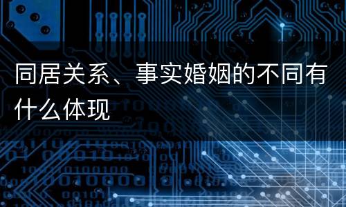 同居关系、事实婚姻的不同有什么体现