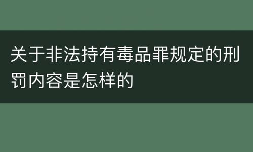关于非法持有毒品罪规定的刑罚内容是怎样的