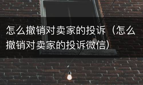 怎么撤销对卖家的投诉（怎么撤销对卖家的投诉微信）