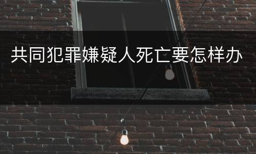 共同犯罪嫌疑人死亡要怎样办