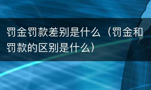 罚金罚款差别是什么（罚金和罚款的区别是什么）