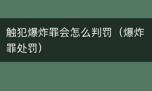 触犯爆炸罪会怎么判罚（爆炸罪处罚）