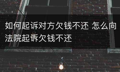 如何起诉对方欠钱不还 怎么向法院起诉欠钱不还