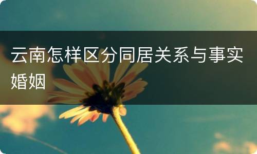 云南怎样区分同居关系与事实婚姻