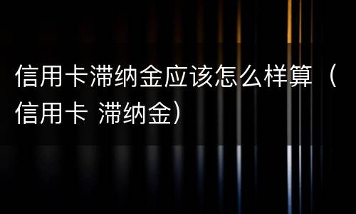 信用卡滞纳金应该怎么样算（信用卡 滞纳金）