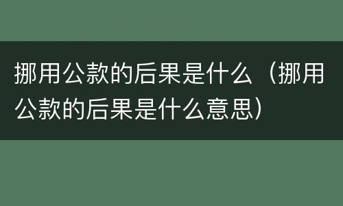 挪用公款的后果是什么（挪用公款的后果是什么意思）
