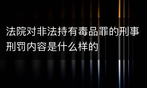 法院对非法持有毒品罪的刑事刑罚内容是什么样的