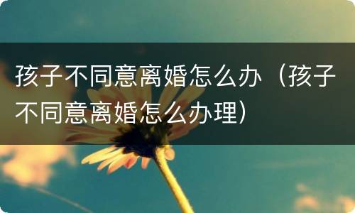 孩子不同意离婚怎么办（孩子不同意离婚怎么办理）