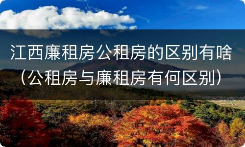 江西廉租房公租房的区别有啥（公租房与廉租房有何区别）