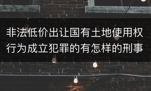 非法低价出让国有土地使用权行为成立犯罪的有怎样的刑事判处
