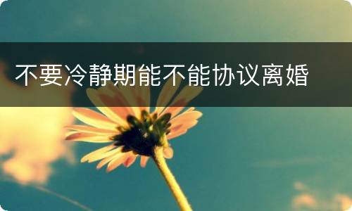 不要冷静期能不能协议离婚