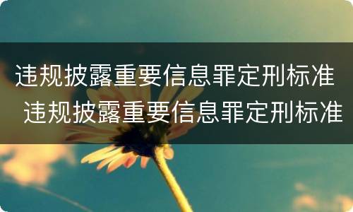 违规披露重要信息罪定刑标准 违规披露重要信息罪定刑标准是多少