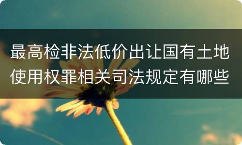 最高检非法低价出让国有土地使用权罪相关司法规定有哪些